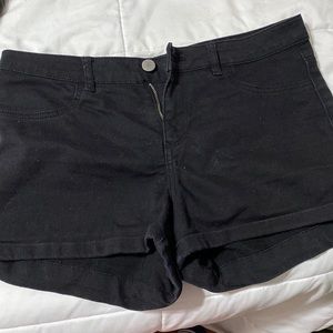 Black denim shorts